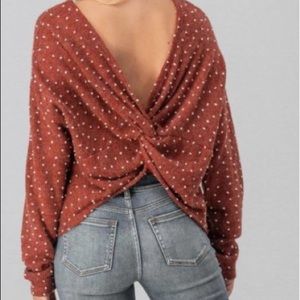 Women's Sweater  textured Polka Dots Open Back